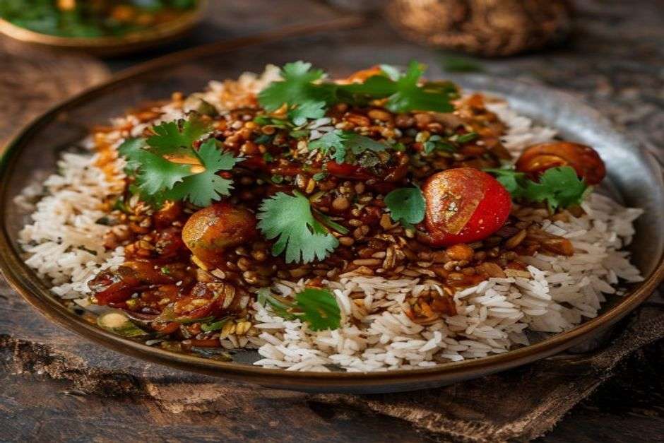 Kosheri : Riz aux lentilles égyptien authentique